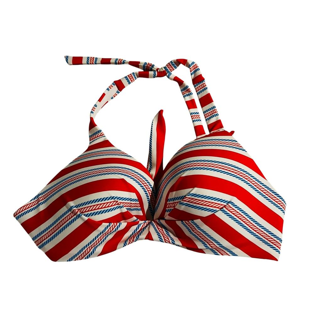Beach Diva Orange Strioed Bikini Top Size 10 NWT